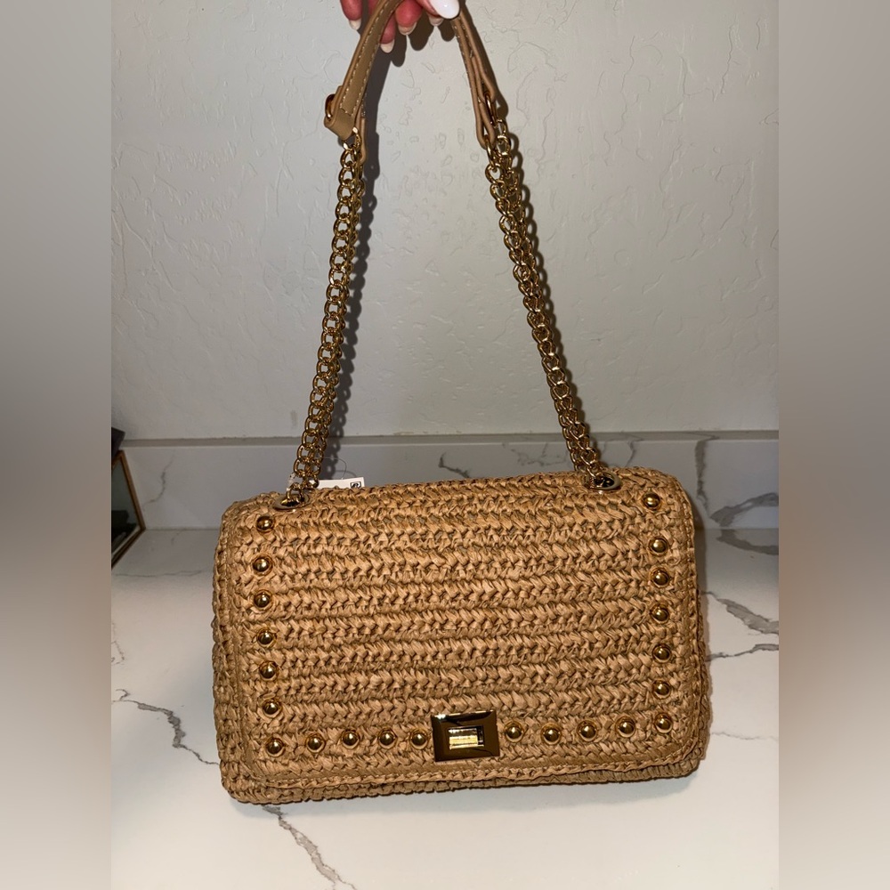 INC International Concepts Tan Woven Shoulder Bag
